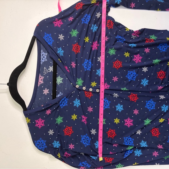 GAP Navy Snowflake Long Sleeve Top & Bottoms pajama set size S - Picture 13 of 14